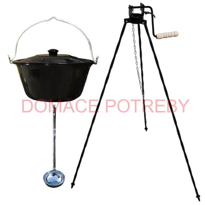 Smaltovaný kotlík 20 L + pokrievka + stojan s kladkou VAR