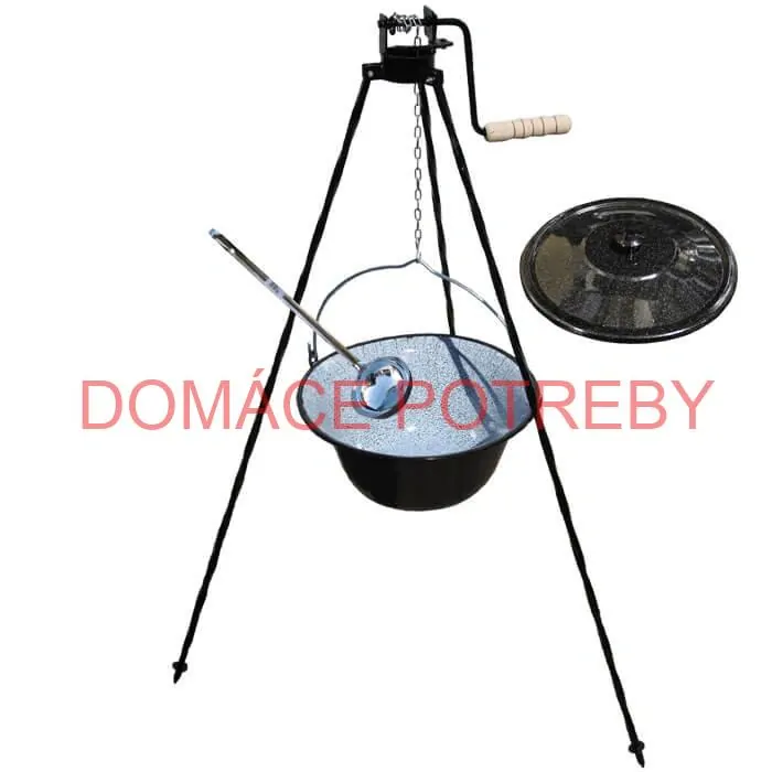 Smaltovaný kotlík 25 L + pokrievka + stojan s kladkou VAR
