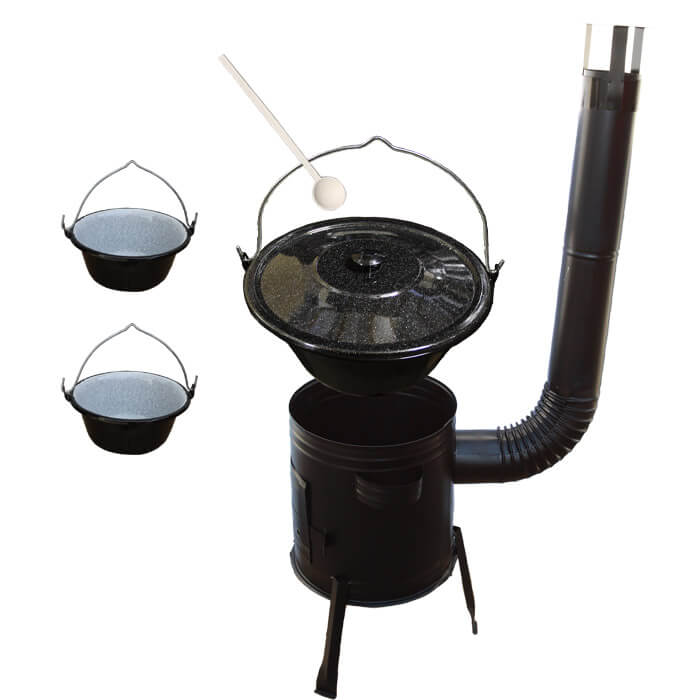 Smaltovaný kotlík 25 L (1,2 mm) + kovová kotlina 42 CLASSIC (KOV) + 2 smaltované servírovacie kotlíky 0,8 L