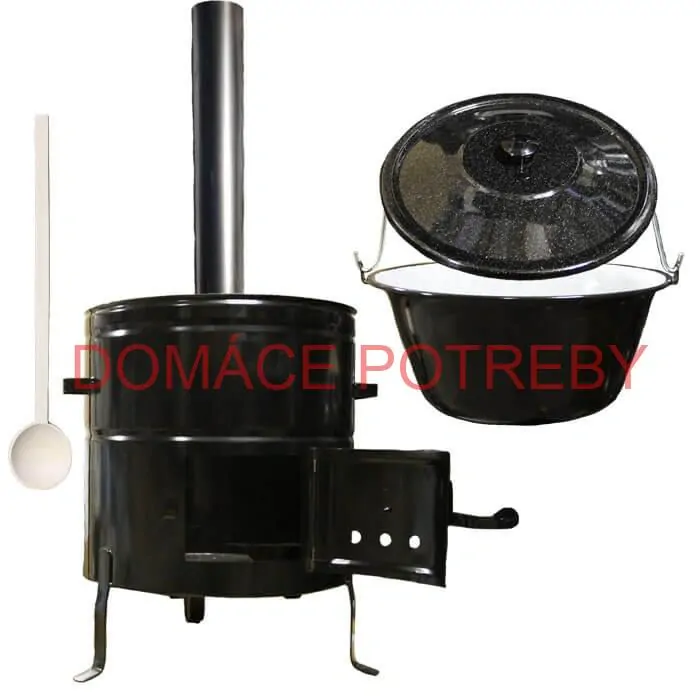 Smaltovaný kotlík 30 L (1,2 mm) + kovová kotlina 50 CLASSIC (KOV) + dymovod Max Party