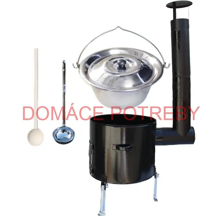 Antikorový kotlík 10 L (0,8 mm) + smaltovaná kotlina 31 cm + vareška a naberačka Easy party