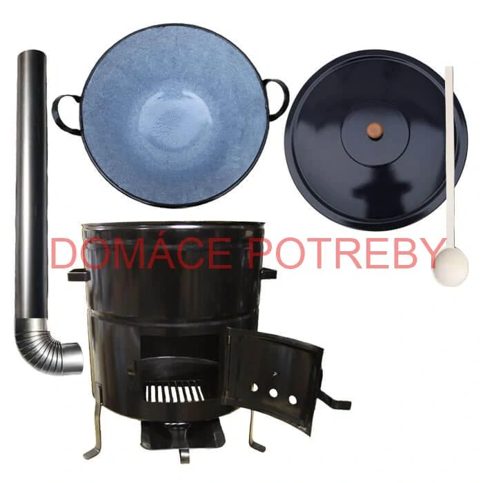 Zabíjačkový smaltovaný kotol 60 L + kovová kotlina 53 cm + dymovod