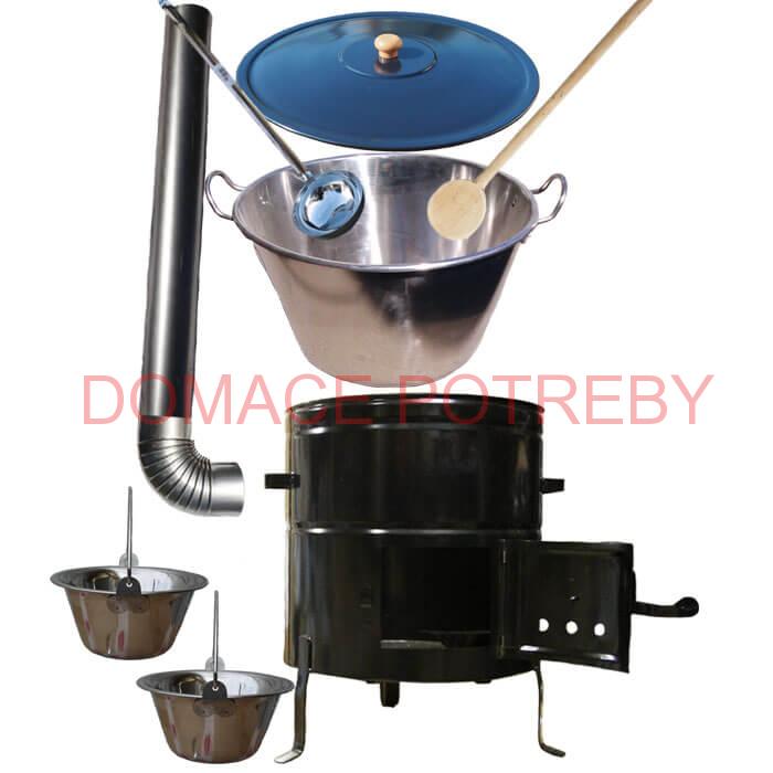 Zabíjačkový nerezový kotol 70 L, kovová kotlina 56 cm, smaltovaná pokrievka + 2 servírovacie antikorové kotlíky zdarma